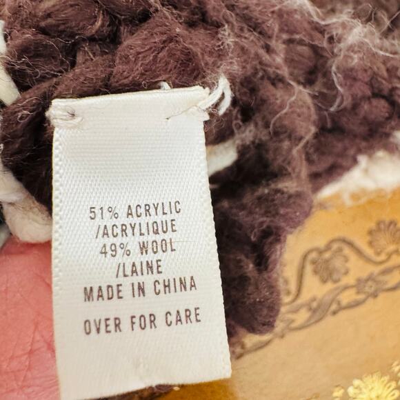 Abercrombie & Fitch A&F Womens Brown & Cream Wool Chunky Warm Mittens - Picture 4 of 5